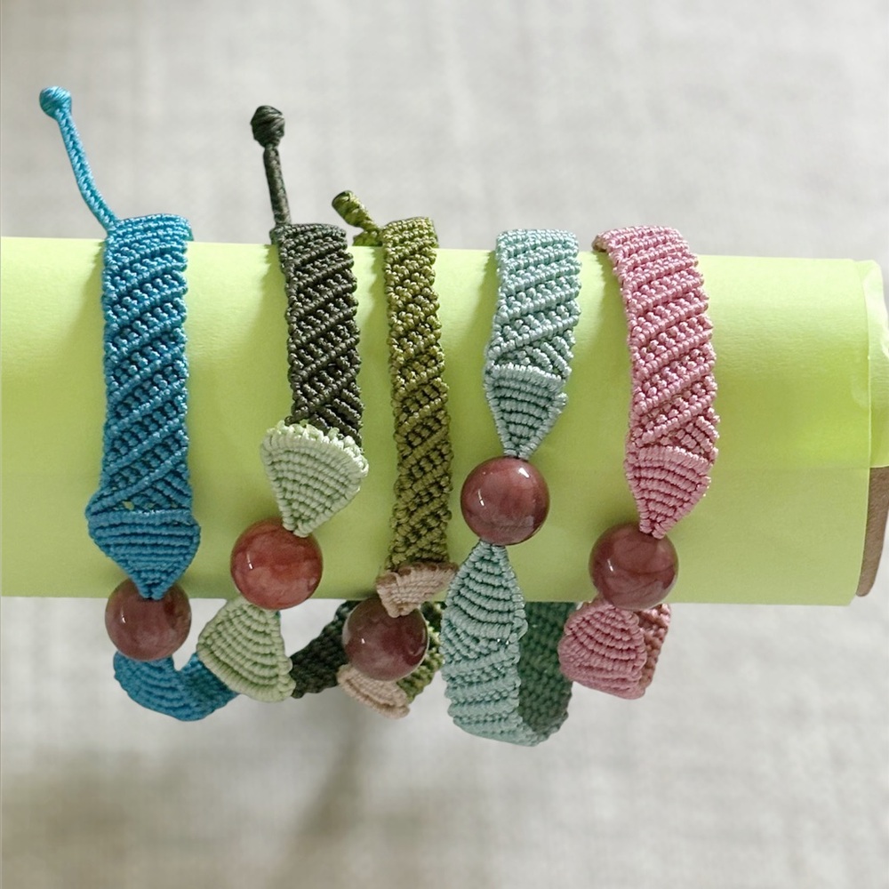 Handmade Macrame Friendship Bracelets Stone Bead – Adjustable, Multiple Colors
